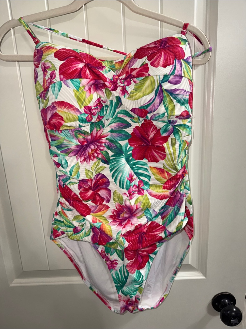 Tommy Bahama Woman’s Floral One-Piece Swimsuit - White with Pink & Green